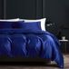 TRANKIELO® - Ensemble de literie 220 x 240 cm - Satin de microfibre bleu foncé - Housse de couette de luxe avec fermeture éclair
