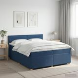 vidaXL Boxspringbed met matras met hoofdeinde Blauw 200 x 200 cm Stof
