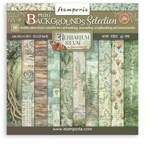 Stamperia - Herbarium Silvae 12x12 Inch Paper Pack Maxi Background Selection