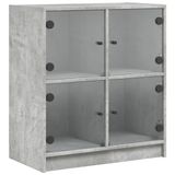 VidaXL Bijzetkast met glazen deuren 68x37x75,5 cm betongrijs