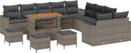 vidaXL Banc de jardin 14 pièces gris polyrotin