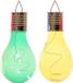 Lumineo 2x Buiten/tuin LED groen/geel peertjes solar verlichting 14 cm