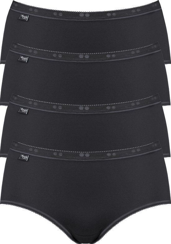 sloggi Basic+ Dames Midi slip - 4-pack - Zwart - Maat 50