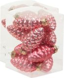 Merkloos / Sans marque Othmar Decorations Bv 24x Dennenappel kersthangers/kerstballen bubblegum roze van glas - 6 cm - mat/glans - Kerstboomversiering