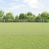 vidaXL Gaashek met palen 10 x 1 m gegalvaniseerd staal zilverkleurig