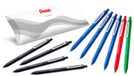 Pentel iZee BX470 Intrekbare balpen met lage viscositeit, brede punt 1 mm, 10 stuks, zwart, 4 stuks, rood x 1, blauw x 4, groen x 1