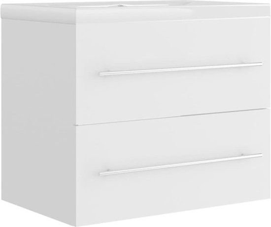 vidaXL Wastafelkast met ingebouwde wastafel, bewerkt hout, wit