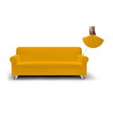 Più Bello Bielastische bankovertrekken, geel, polyester, 3 plaatsen