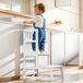 COSYLAND Opstapkruk voor Kinderen – Leertoren met 2 Treden en Leuning – Voor Keuken, Babykamer, Peuterkamer en Badkamer – Antislip – Vanaf 18 Maanden – Wit