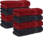 Komfortec 8x Handdoek 50x100 - 100% Katoen – Handdoekenset - Zacht - Schwarz-Arot
