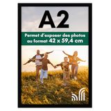 Americanflat A2 Fotolijst met Plexiglas - 42x59,4 cm Fotolijst Gemaakt van Samengesteld Hout voor Verticale of Horizontale Muurweergave - Moderne Lijst voor Posters & Foto’s - Zwart