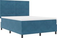 vidaXL Boxspringbed met LED-verlichting, donkerblauw, 140 x 200 cm, fluweel