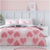 GC Gaveno Cavailia Hartjes Dekbedovertrek Eenpersoons Roze Katoen/Polyester 140 x 200 cm