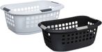 5Five Set de paniers à linge - 2 pièces - extra large - gris/blanc - plastique - 51 litres - 67 x 47 x 27 cm