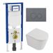 Geberit QeramiQ Dely Toiletset - 36.3x51.7cm - Diepspoel - Rimless - Geberit UP720 Inbouwreservoir - Softclose Toilet Zitting - 35mm - Bedieningsplaat Licht Grijs - Rechthoekige Knoppen - Mat Wit