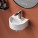 EMKE Ovale wastafel 30,3 x 25,5 x 12 cm, wandmontage, handwastafel, keramische wastafel voor gastentoilet en badkamer, design wastafel, hangwastafel, wit