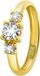 Lucardi Dames Ring met 3 zirkonia stenen - Ring - Cadeau - 9 Karaat - Geelgoud
