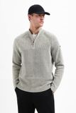 No Excess Chenille melange trui met halve rits en raglanmouwen