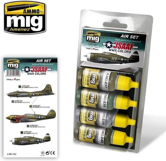 mig MIG-7212 Usaaf WWII kleuren acryl Smart Set voor vliegtuigen (4 X 17 Ml potten), Multicolor