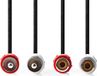 Nedis Câble audio stéréo - 2x RCA mâle - 2x RCA femelle - nickelé - 10,0 m - rond - noir