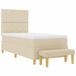 vidaXL Boxspring bed met kussen met hoofdeinde Crème 190 x 90 cm Stof