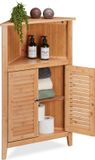 Relaxdays hoekkast bamboe - 92 x 58 x 30 cm - met 2 louvre deuren - opbergkast badkamer - keuken