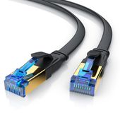 Primewire LAN-kabel CAT 8, plat, patchkabel tot 40 Gbit/s, S/FTP PIMF afscherming, RJ45-connectoren verguld, trekontlasting, netwerkkabel 10 meter, Ethernet, halogenvrij, zwart