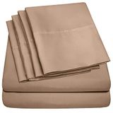 Sweet Home Collection 6-delige 1500 Supreme Collection geborsteld microvezel diepe zak lakenset 2 extra kussenslopen, extra voordelig, Camper korte Queen, taupe