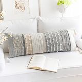 BlissBlush Grijze Boho Lumbale Sierkussenhoes 14x36