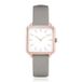 LGT JWLS Dameshorloge 'Square' - Grijze Lederen Band, Wit Uurwerk, Rose Gouden Kast