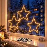 Relaxdays LED-Weihnachtsstern - Set van 3 - Binnen/Buiten - Weiß/Transparent - Metall
