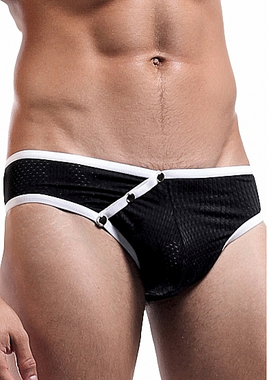 Male Power Fly Away Snap Bikini - Black - Medium M