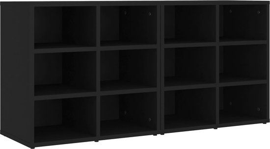 vidaXL Schoenenkast 2 stuks Zwart Hout 52,5x30x50 cm
