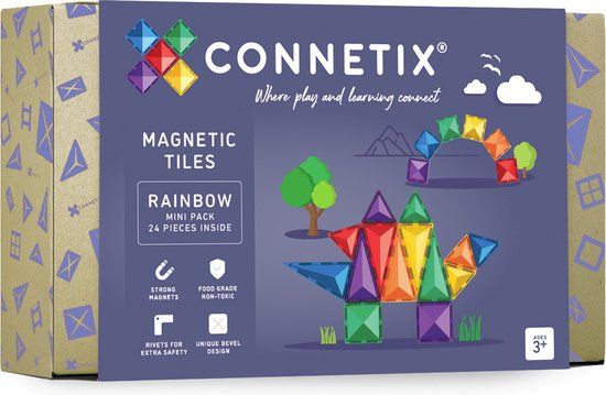 CONNETIX - Magnetisch Tegels - Regenboog Miniverpakking - 24 Stuks