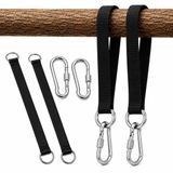 Merkloos 2 Stuks Ophangsysteem voor Schommels en Hängematten 50x3,2 cm Zwart Polyester