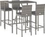 vidaXL 5-delige tuinbarset met kussens poly rattan grijs