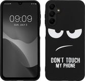 kwmobile Samsung Galaxy A15 5G Hoesje - Wit/Zwart TPU Backcover - Don't Touch My Phone Design