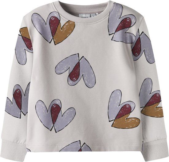 NAME IT - NMFTEART LS NREG SWEAT BRU - Meisjes - Sweaters - Maat 98 - Katoen/Elastaan - Lilac Marble