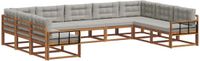 vidaXL - Hoek loungeset - 9 zitplekken - Acacia hout - Naturel en lichtgrijs