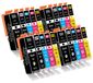 Canon 20 cartouches d'encre, type 550XL/551XL, adapté pour Canon PIXMA MG7150, MG7550, iP7200
