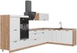 Vicco Hoekkeuken Fame-Line, Wit Rustiek/Goudkleurig Eiken, 347 x 207 cm sans plan de travail