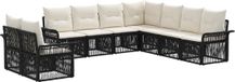 vidaXL Tuinbank Set 9-delig Zwart Polyrattan