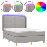 vidaXL Boxspringbed met matras en LED-verlichting, lichtgrijs, 140x200 cm, stof
