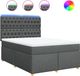 vidaXL Boxspring met matras stof gris foncé 140x200 cm