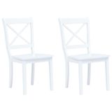 VidaXL Eetkamerstoelen 2 stuks massief rubberwood wit