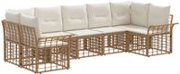 vidaXL - Buiten - bank - set - 7 - st - Natuurlijk - en - Crème - Wit - Polyester