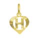 Lucardi Dames alfabet hanger hart - Letter H - 9 Karaat Geelgoud