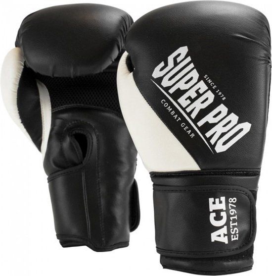 Super Pro Combat Gear ACE (Kick)bokshandschoenen - Zwart/Wit - 16 oz