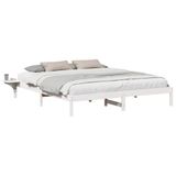 vidaXL Bedframe, Wit, 200 x 200 cm, Massief Grenenhout