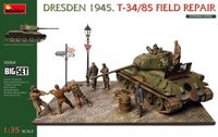 MiniArt Modelbouwpakket Diorama - 36064 Dresden 1945. T-34/85 Tank Veldreparatie - Big Set - Diorama Plastic - 1:35 - Modelbouw